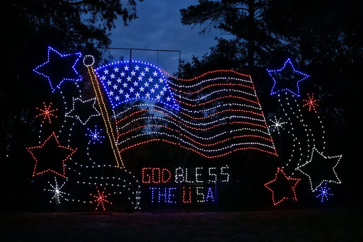 God Bless the USA light display